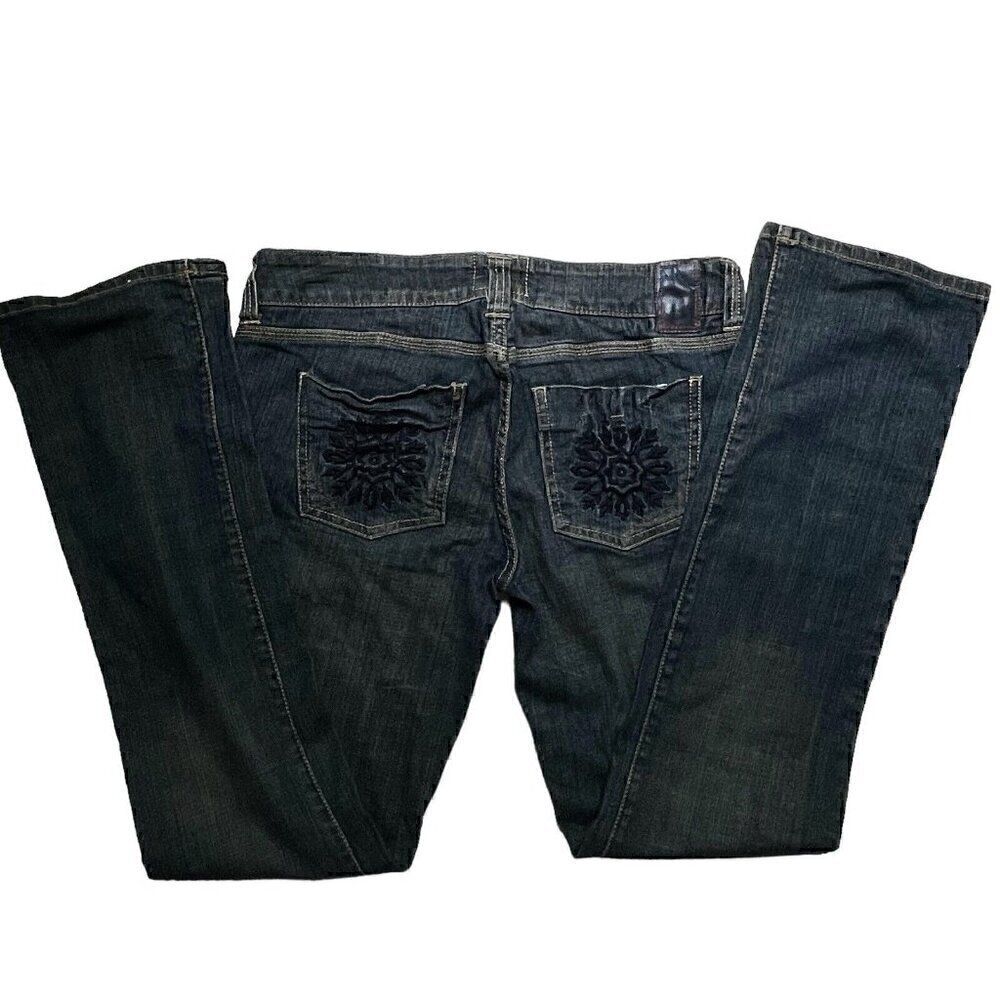 Marlow Vintage Low Rise Original Embroidered Dark Wash Blue Jeans Women’s 30